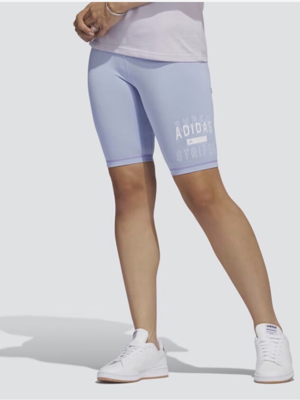 Adidas Originals Adicolor 3 Stripes High Waisted Biker Shorts Lavender Purple